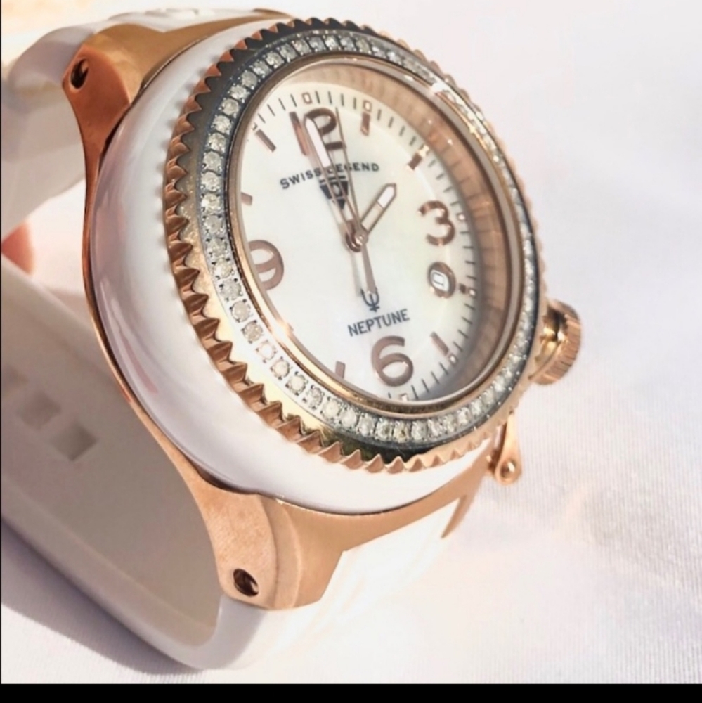 SWISS LEGEND DIAMOND NEPTUNE VINTAGE RARE ROSE GOLD WATCH NWT - Picture 14 of 16